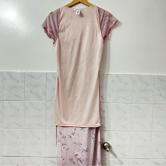 Vintage Caution To The Wind M Pink Floral Babydoll Flutter Sleeve Y2K Midi Dress - Picture 7 of 8